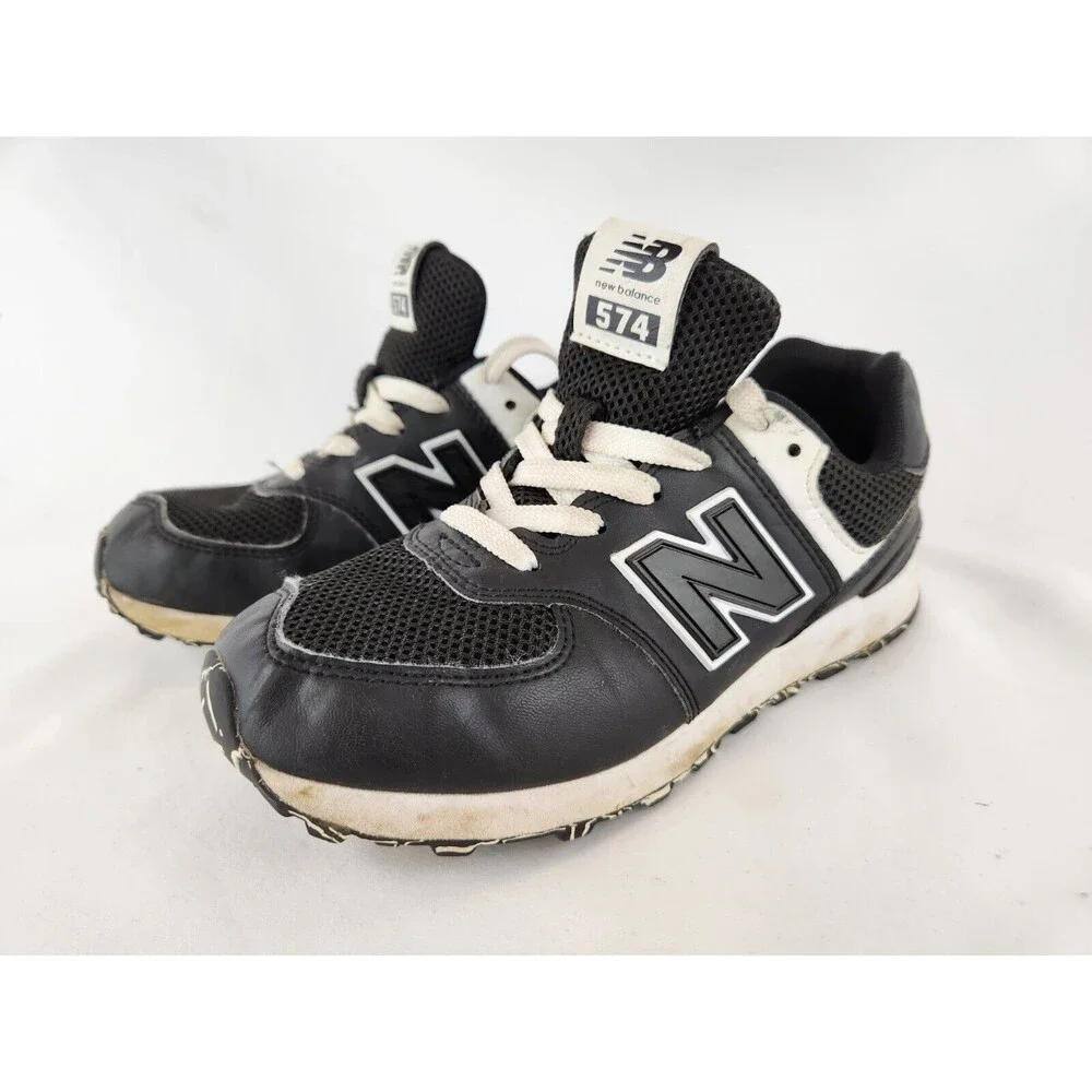 Kids New Balance Shoes 574 Black‎ White Sneakers Running Shoes Size Youth 3
